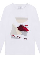 Boss wit t-shirt met print en lange mouwen