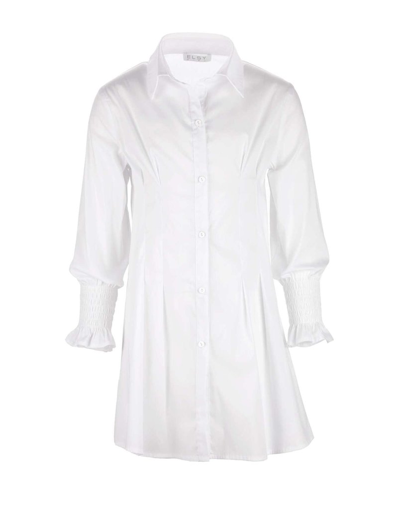 Elsy witte langere blouse brede manchet