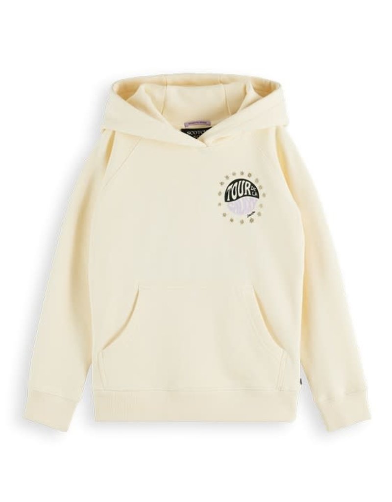 Scotch&Soda hoodie kap oversized ecru artwork