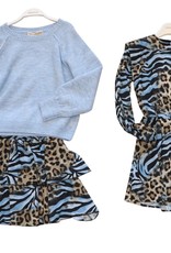 Kocca gevoerde jurk in leopard met blauw