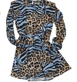 Kocca gevoerde jurk in leopard met blauw