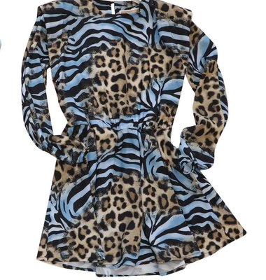 Kocca gevoerde jurk in leopard met blauw