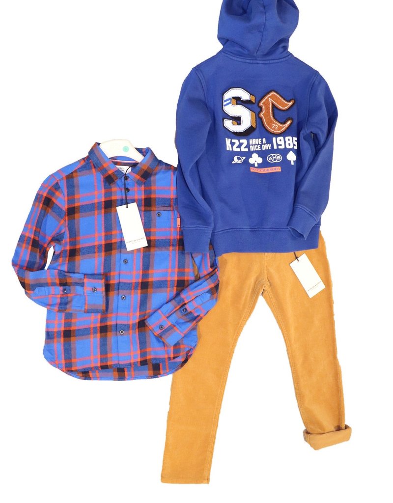 Scotch&Soda hemd geruit cobalt oranjerood