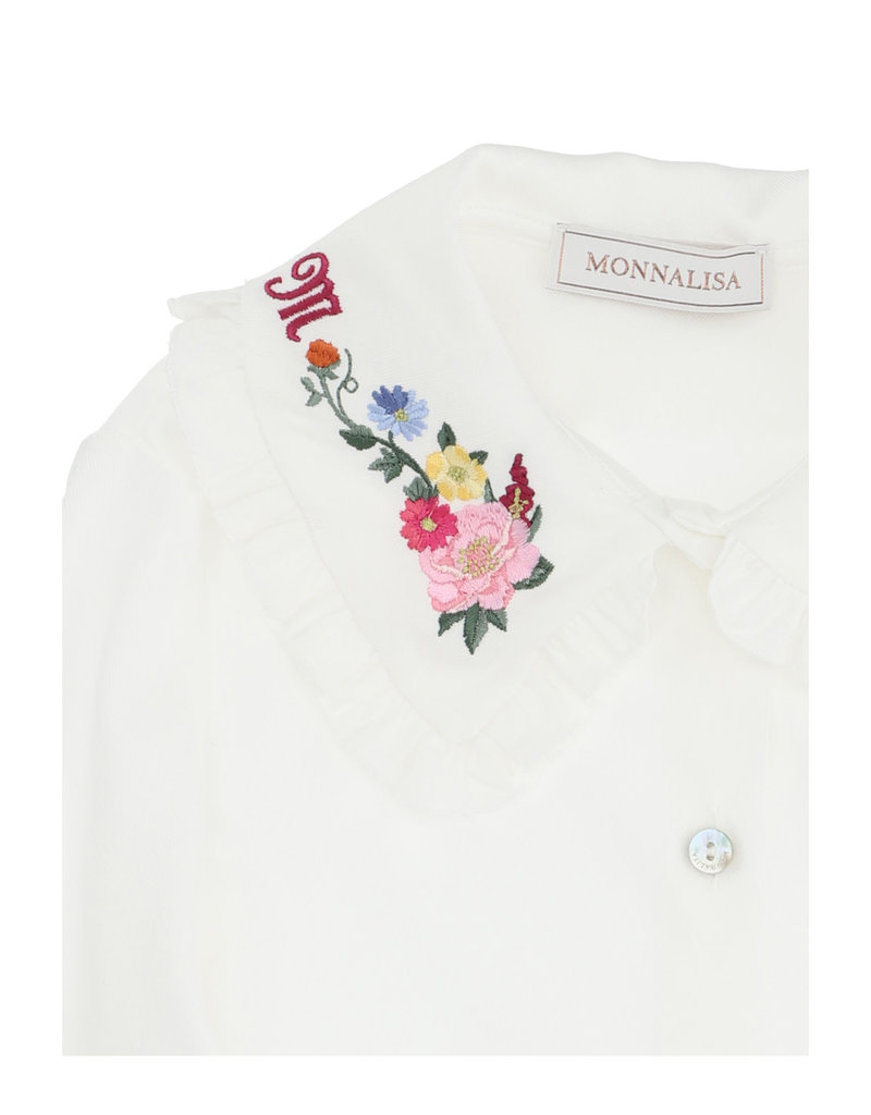 Monnalisa ecru blouse kraag met bloemen