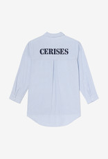 Le temps des cerises hemd streep oversized blauw/wit