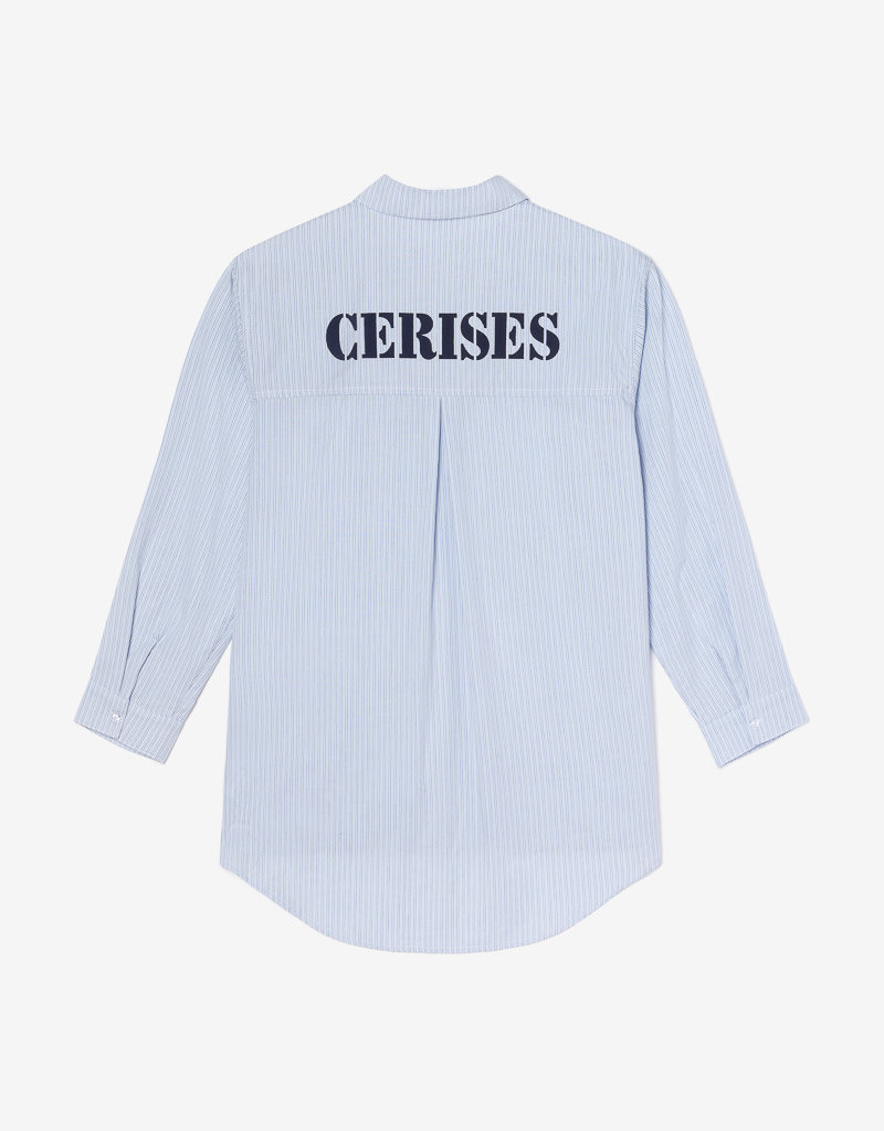 Le temps des cerises hemd streep oversized blauw/wit