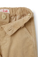 Il Gufo beige broek in fijne rib met elastiek onderaan