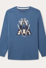 Hackett t-shirt blauw cobalt print ski