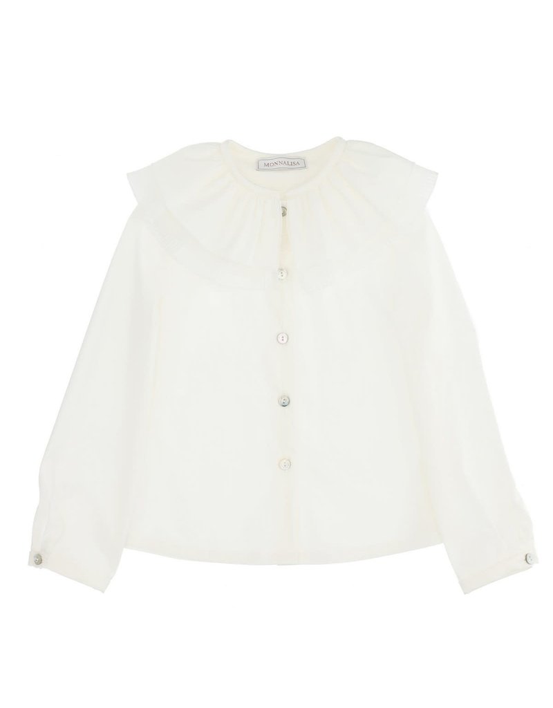 Monnalisa ecru blouse met grote dubbele kraag