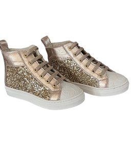 Linea Raffaelli schoen ecru kant goudglitter