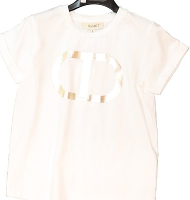 Twinset t-shirt wit logo goud