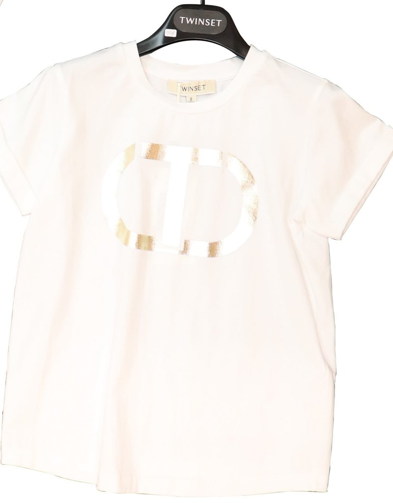 Twinset t-shirt wit logo goud