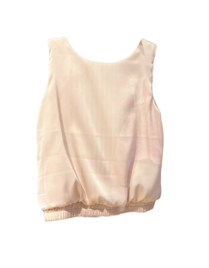 Diamante Blu  top voile nude met  rugdetail