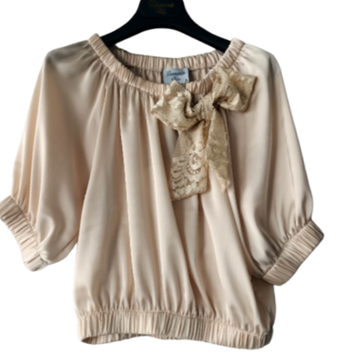 Diamante Blu top nude hals mouw elastiek