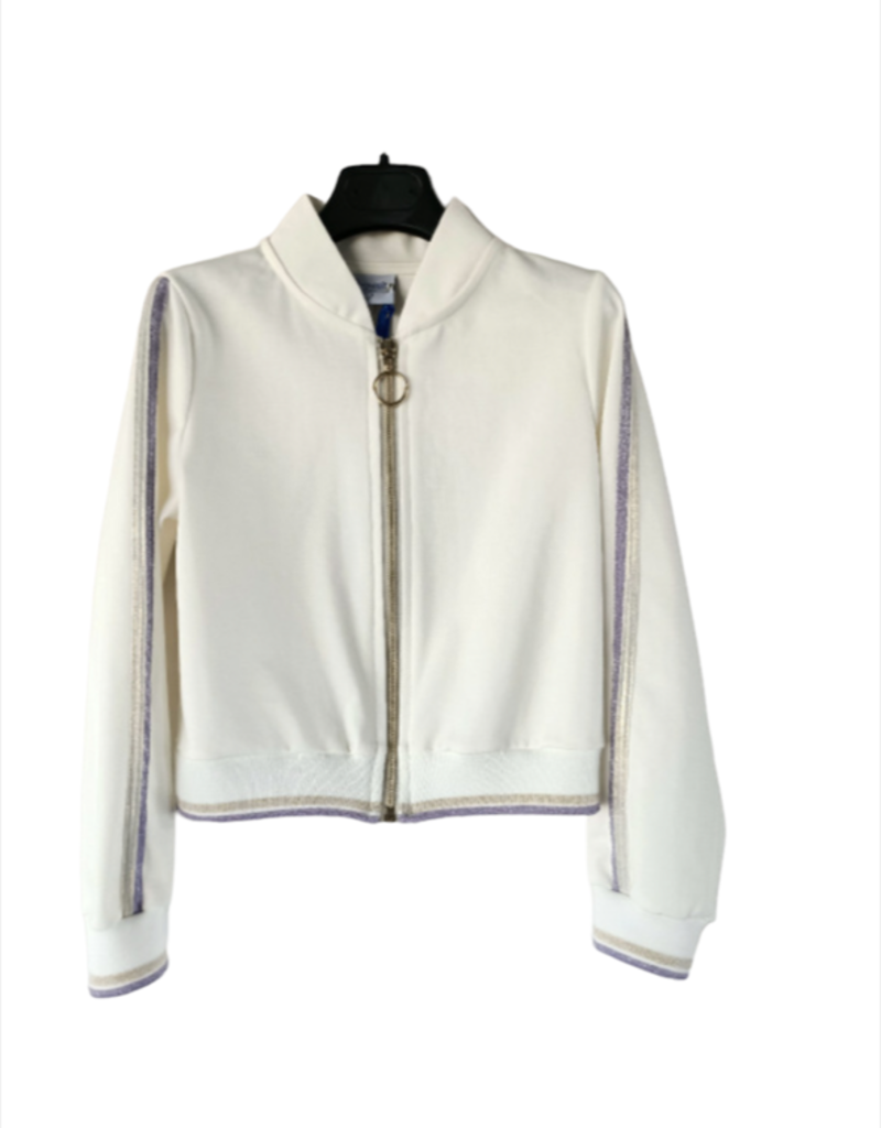 Diamante Blu bomber ecru rits en nude band