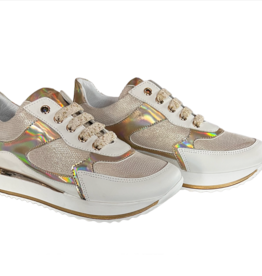 RTB/Hoops witte sneaker met goud