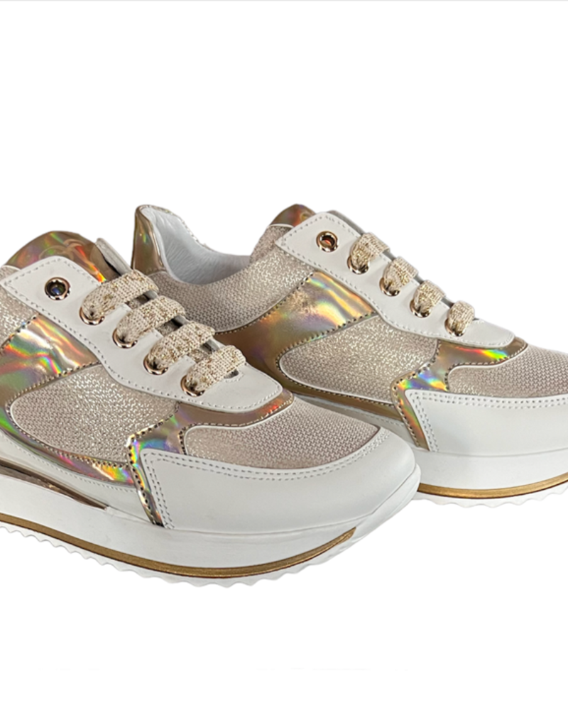 RTB/Hoops witte sneaker met goud