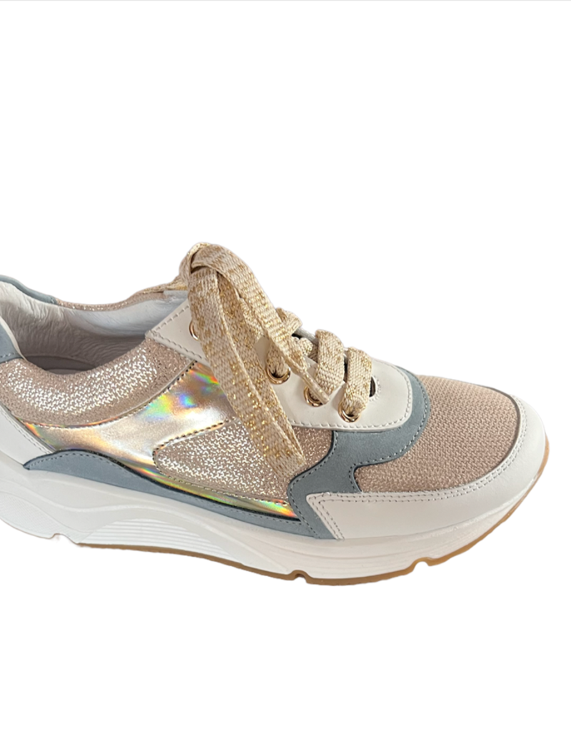 RTB/Hoops witte sneaker met blauw en goud