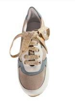 RTB/Hoops witte sneaker met blauw en goud