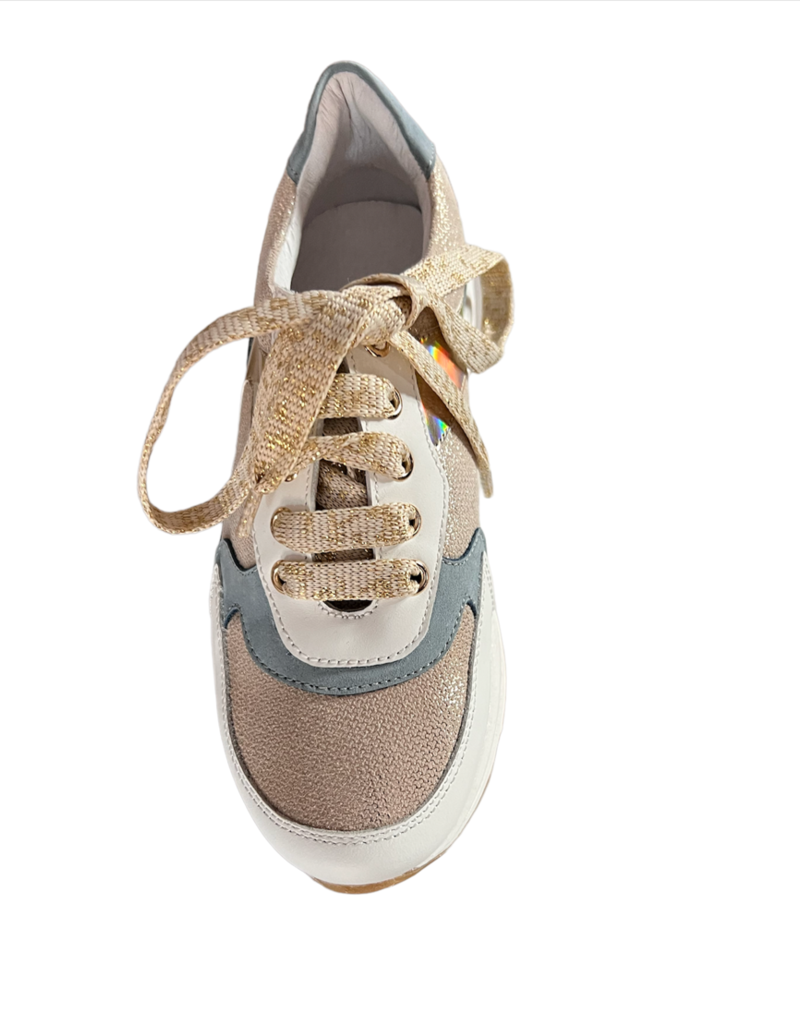 RTB/Hoops witte sneaker met blauw en goud