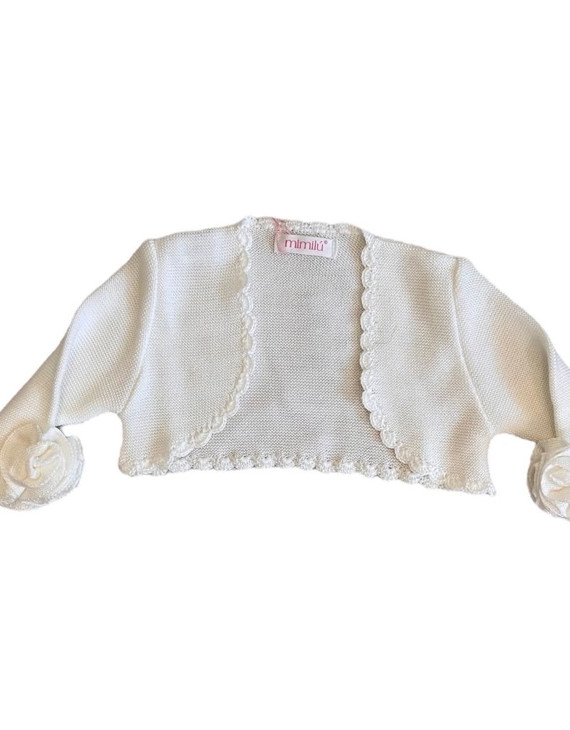 Mimilu gilet A cache coeur bloem op mouw wit/off white