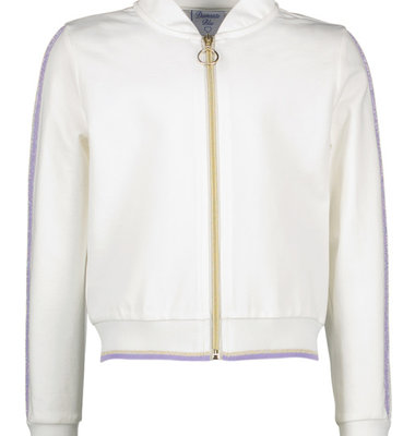 Diamante Blu ecru bomber met lavendel blauwe bies