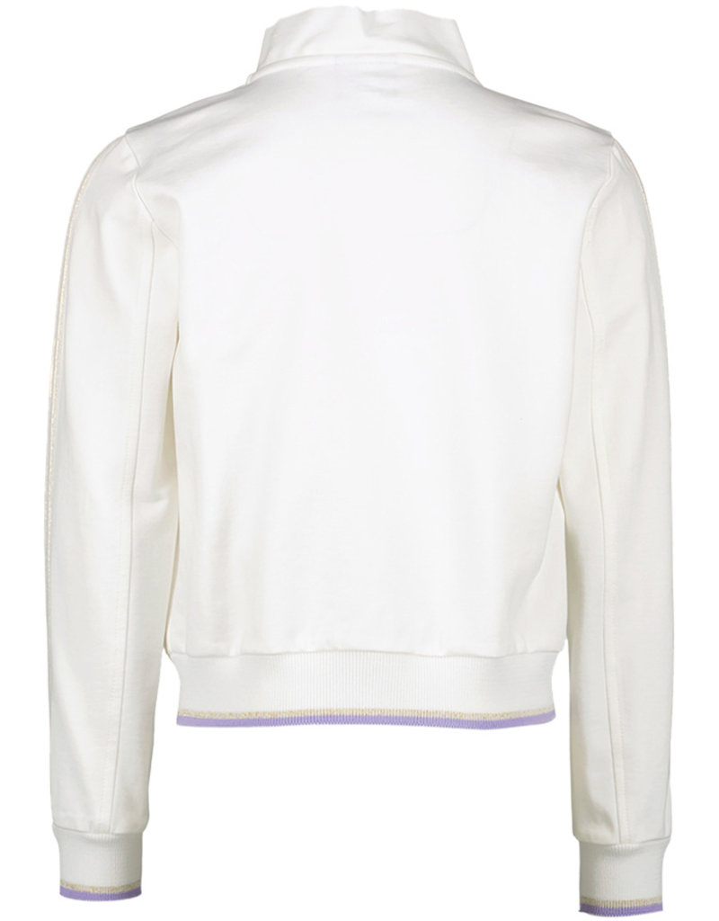 Diamante Blu ecru bomber met lavendel blauwe bies