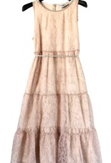 RTB gevoerde oud roze lange kanten jurk zonder mouw
