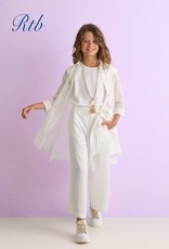 RTB ecru jumpsuit glad ronde hals zm met ceintuur