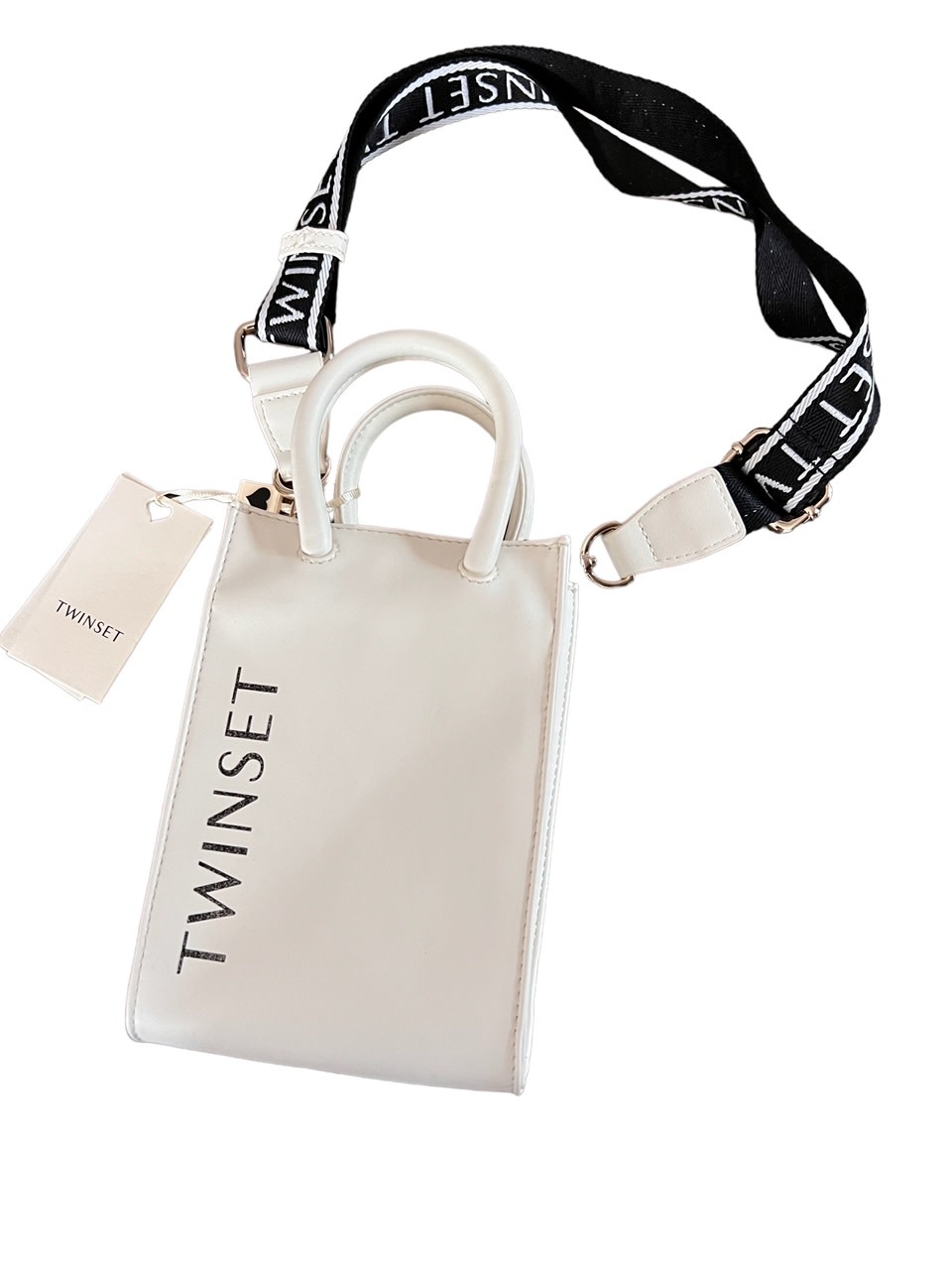galerij Tien jaar Voorwaarden Twinset tas logo ecru wit
