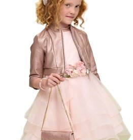 Miss Leod rosekleurige leatherlook blazer C met rits