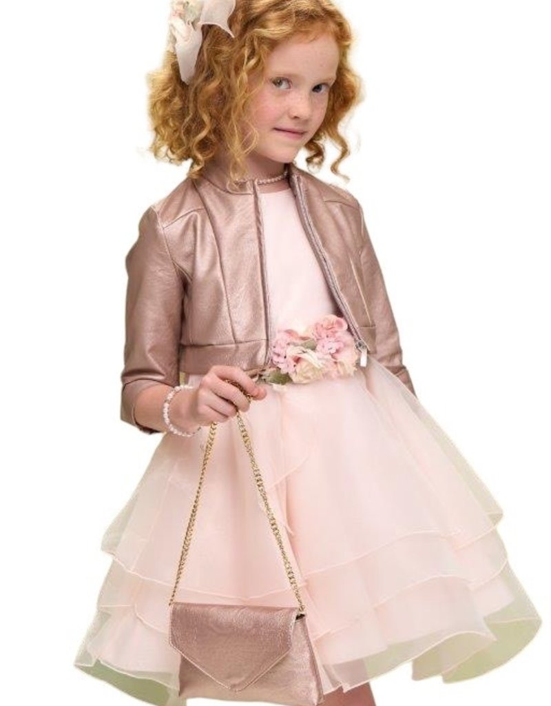 Miss Leod rosekleurige leatherlook blazer C met rits