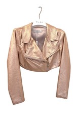 Elsy blazer gevoerd rits kraag roze glitter