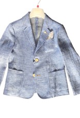 Colorichiari blazer linnenstructuur blauw jeanskleur