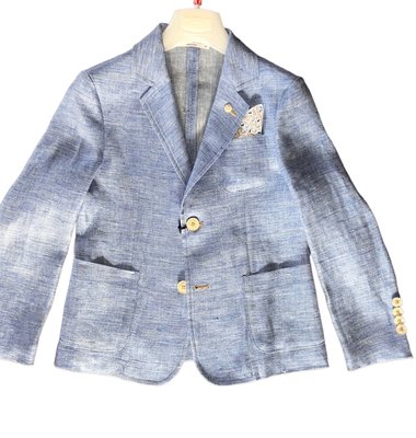 Colorichiari blazer linnenstructuur blauw jeanskleur