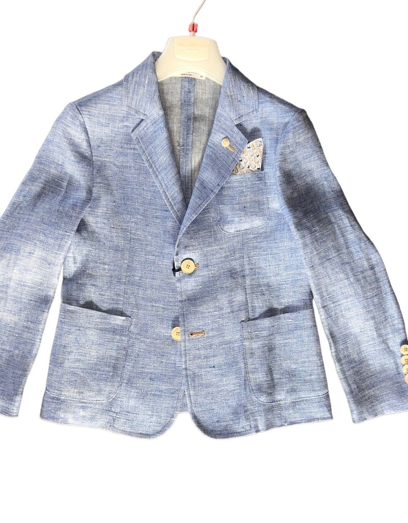 Colorichiari blazer linnenstructuur blauw jeanskleur