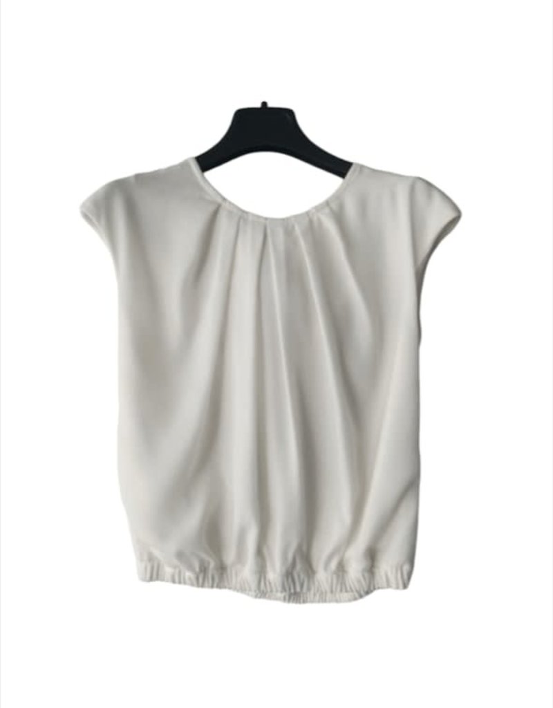 Diamante Blu mouwlose ecru top met goudglans