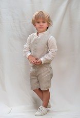 Mimilu jongensset beige korte broek hemd gilet naturel