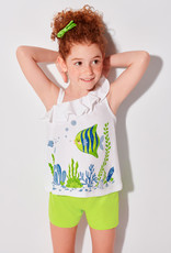 Mayoral set short lime groen top wit visjes