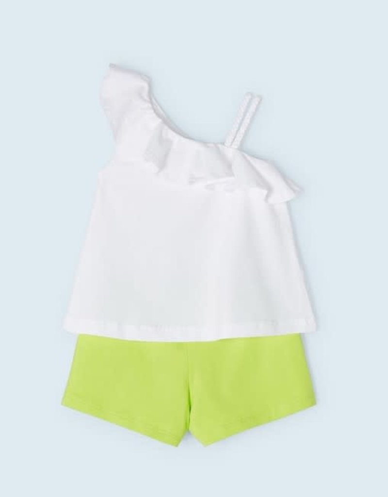 Mayoral set short lime groen top wit visjes