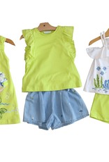 Mayoral set short lime groen top wit visjes