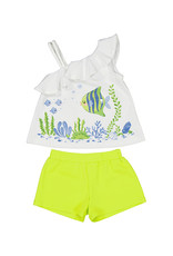 Mayoral set short lime groen top wit visjes