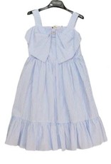 Twinset jurk wit lichtblauw streep strik voor