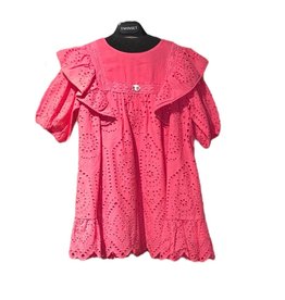 Twinset jurk fuchsia broderie