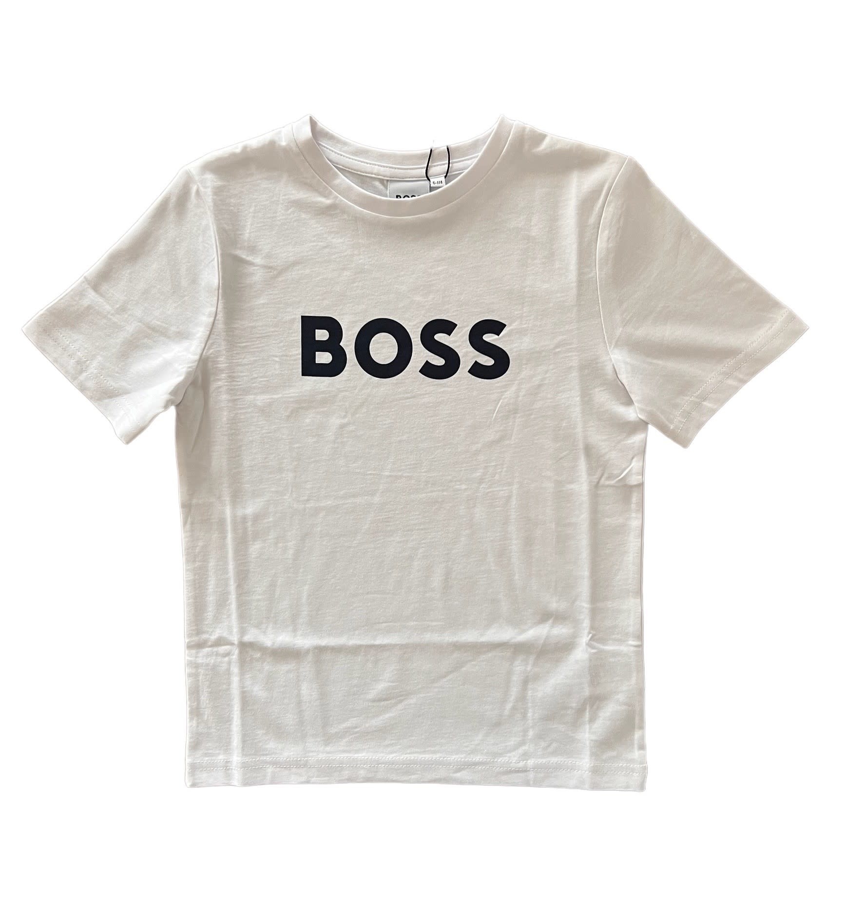 pianist reinigen een keer Boss t-shirt effen wit basis