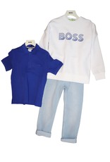 Boss sweater wit print logo cobalt