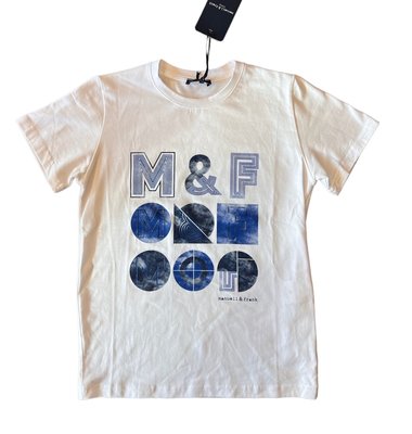 Manuell&Frank T-shirt wit kobalt print