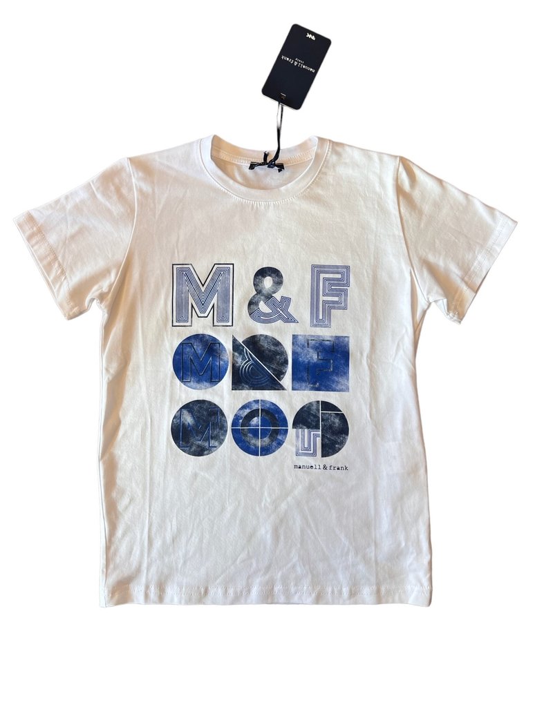 Manuell&Frank T-shirt wit kobalt print