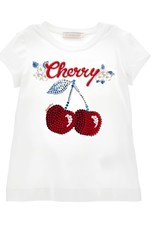 Monnalisa t-shirt wit cherry in kersen