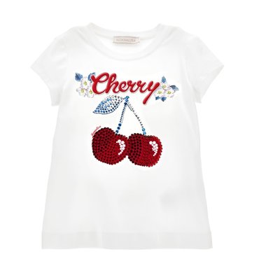 Monnalisa t-shirt wit cherry in kersen